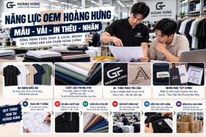 Năng lực OEM Hoàng Hưng: mẫu, vải, in thêu, nhãn