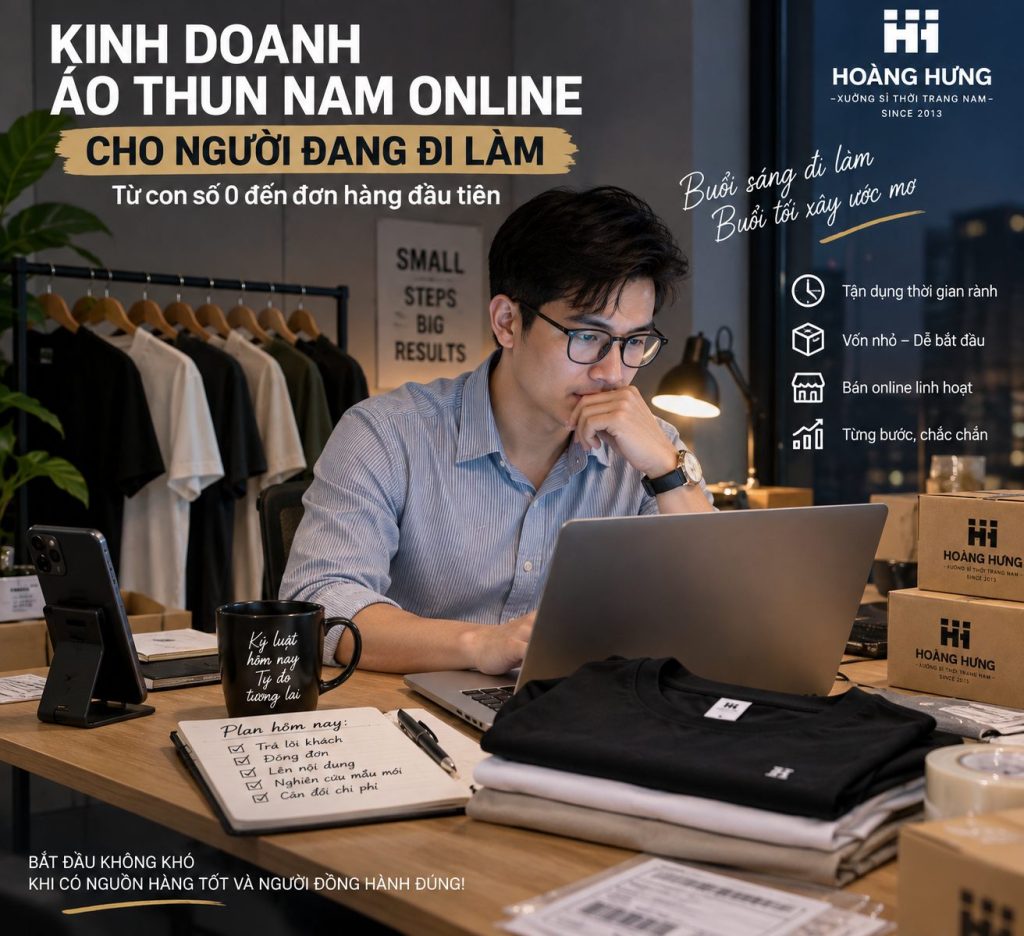 Bán áo thun làm thêm cho người đang đi làm – Xưởng Sỉ Hoàng Hưng