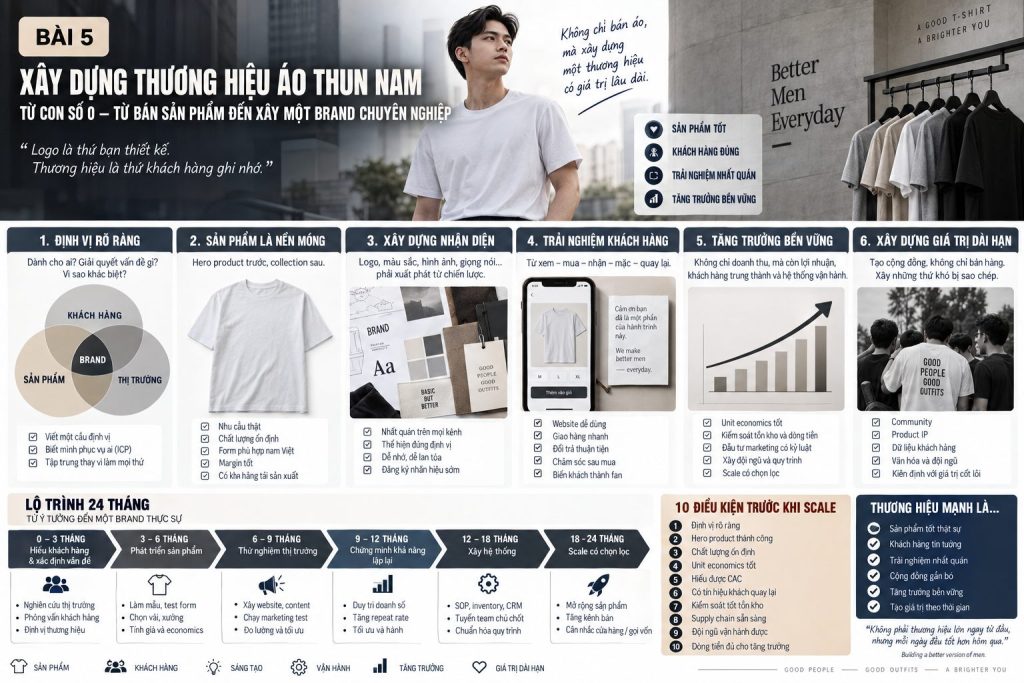 Xây dựng thương hiệu áo thun nam – lộ trình 24 tháng